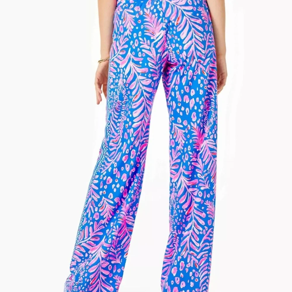 NWT Lilly Pulitzer Bal Harbour Mid Rise Palazzo Womens Pants Pundy Blue - Picture 4 of 9